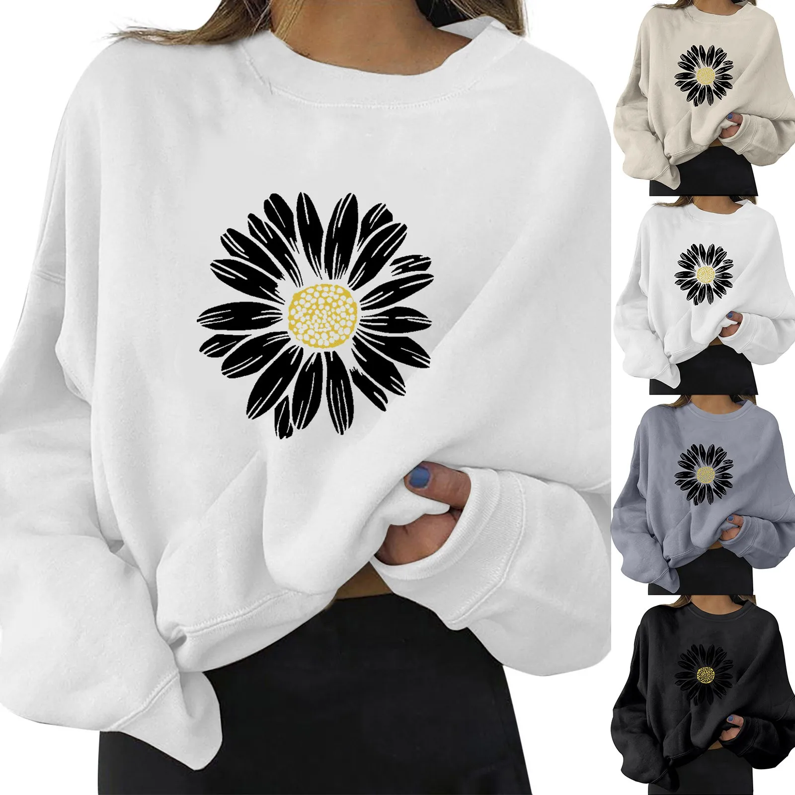 Womens Casual Long Sleeve Round Neck Sweatshirts Floral Printed Loose Top Womens Tops for Work Cute Tops
Womens Casual Long Sleeve Round Neck Sweatshirts Floral Printed Loose Top Womens Tops for Work Cute Tops