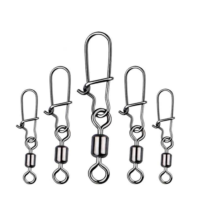 

Pike Fishing Accessories Connector 50PCS Pin Bearing Rolling Swivel Stainless Steel Snap Fishhook Lure Swivels Tackle