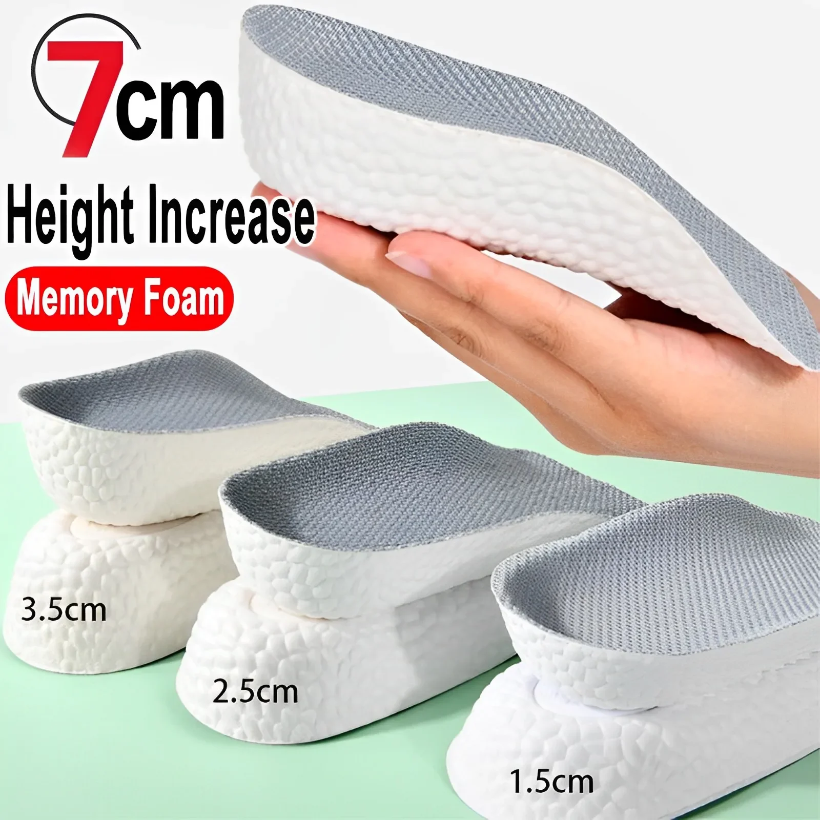 

Soft Memory Foam Height Increase Insoles Men Women Shoes Flat Feet Arch Support Orthopedic Insoles Sneakers Heel Lift Shoe Pads