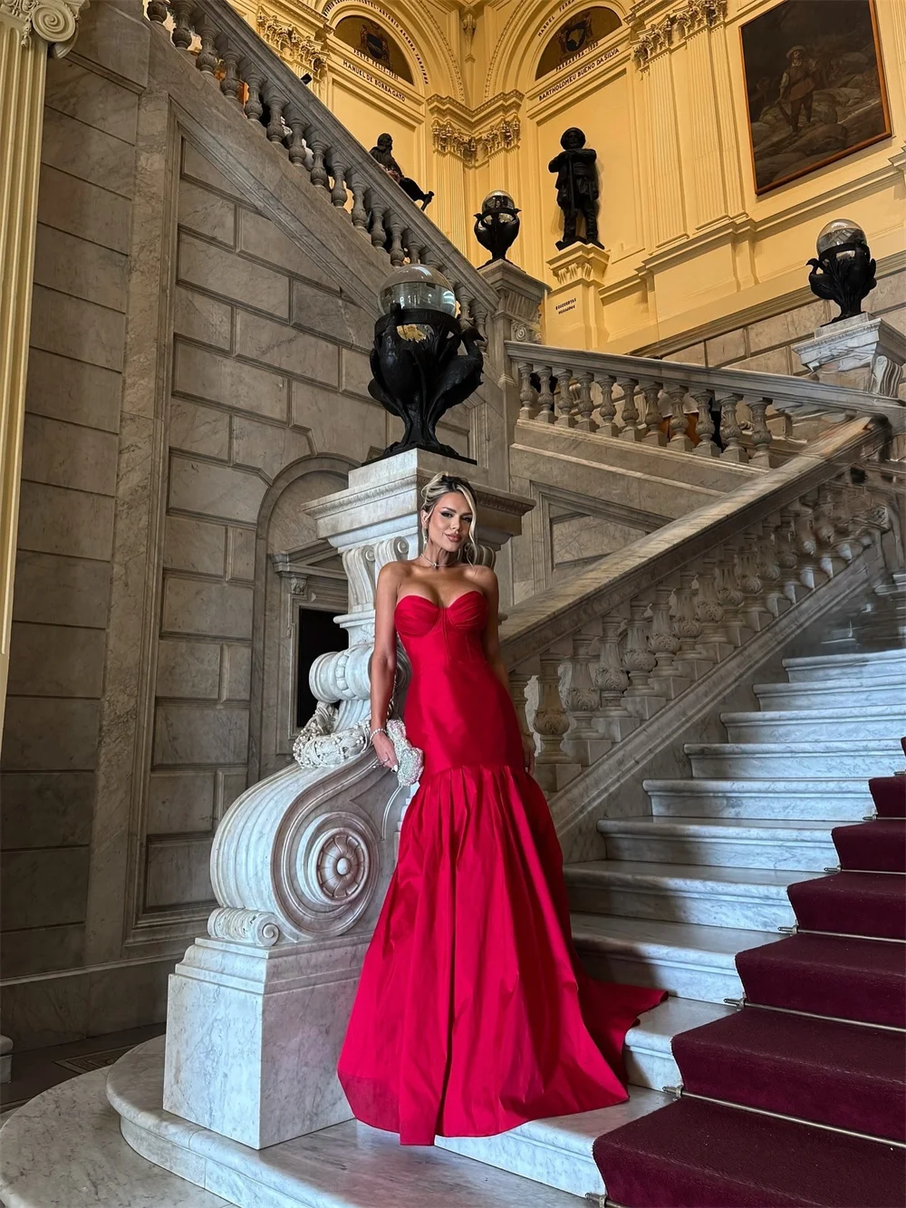 Sansa Customized Red Strapless Mermaid Prom Dress Simple Sleeveless Vestidos De Noche Floor-Length Lace-up Back Formal Evening 6 S79bb337342a642e680fc08f2f72d754bO