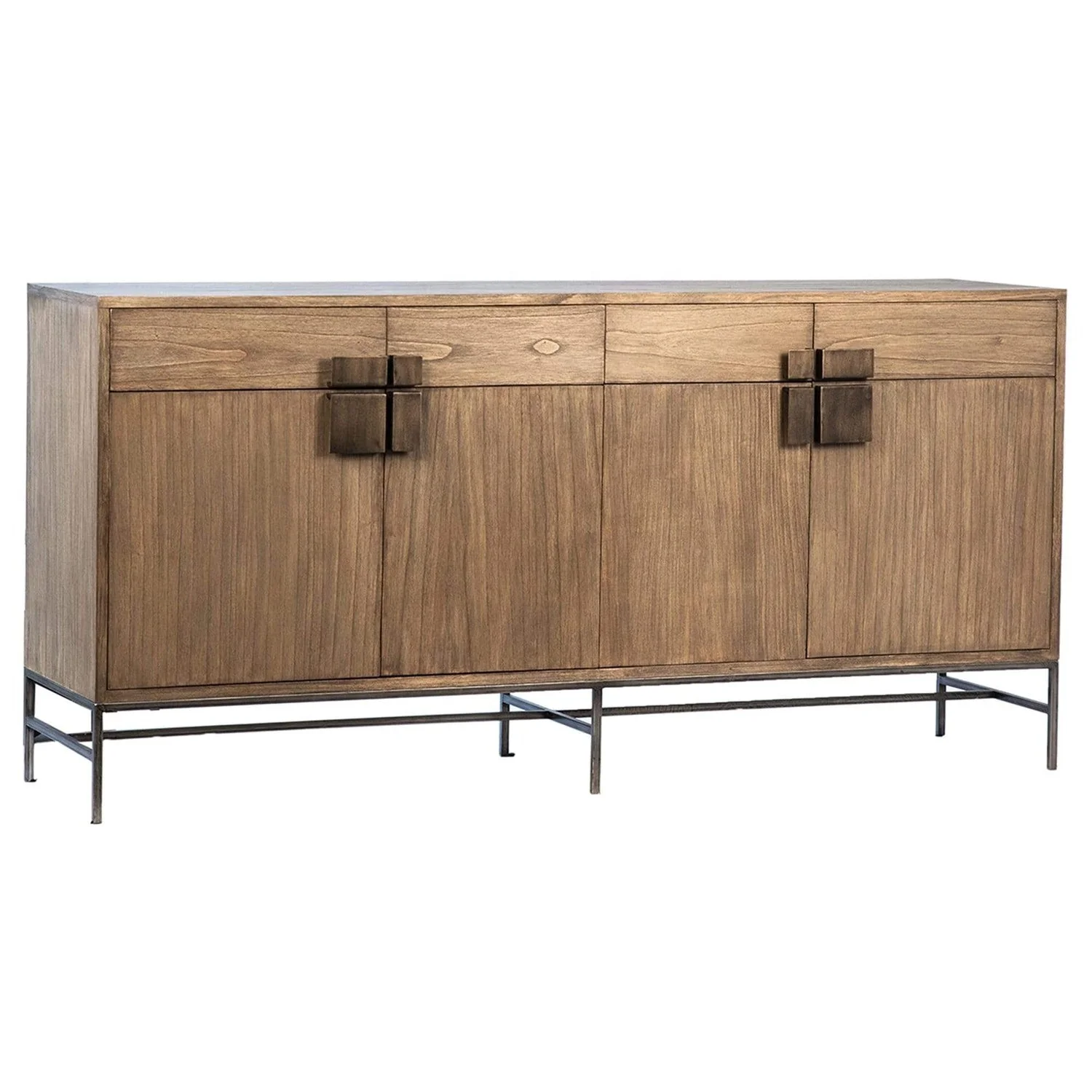Light Brown Sealed Finish Oak Veneer Modern style cabinet sideboard With Industrial Iron Frame Buffet
Light Brown Sealed Finish Oak Veneer Modern style cabinet sideboard With Industrial Iron Frame Buffet