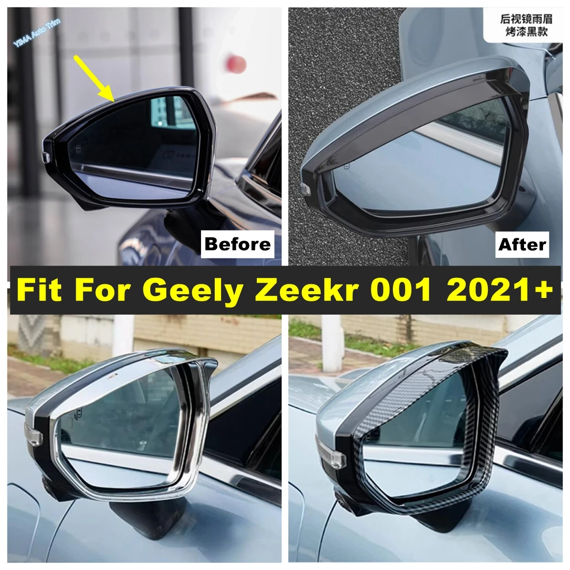 

Car Rearview Mirror Block Rain Eyebrow Cover Fit For Geely Zeekr 001 2021 - 2023 Exterior Decoration Styling Sticker Accessories
