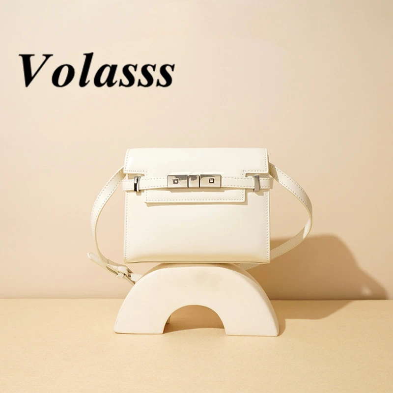 

VOLASSS 2024 New Genuine Leather One Shoulder Square Bag Women Small Commuting Cowhide Versatile Crossbody Bags Underarm Handbag