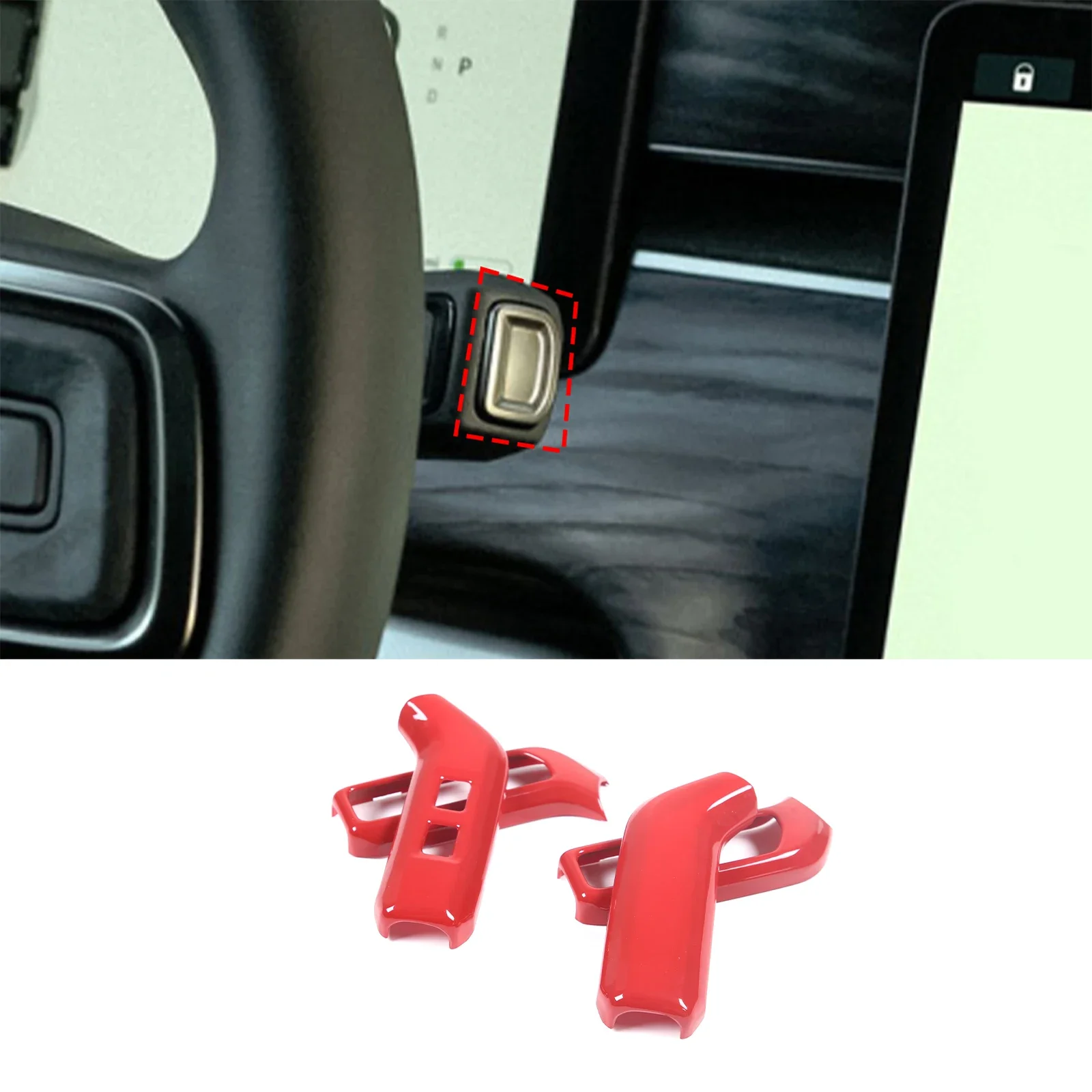 

For Rivian R1T/R1S 2022-2023 ABS Carbon Fiber Car Steering Wheel Wiper Gear Lever Frame Cover Trim Stickers Car Accessories
