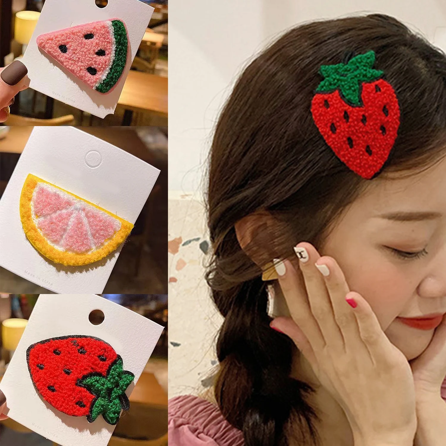 1PC Cute Plush Fruit Shape Hair Clip Handmade Knitting Hairpins Colorful Watermelon Avocado Strawberry Hair Clip Y2k Accessories
1PC Cute Plush Fruit Shape Hair Clip Handmade Knitting Hairpins Colorful Watermelon Avocado Strawberry Hair Clip Y2k Accessories