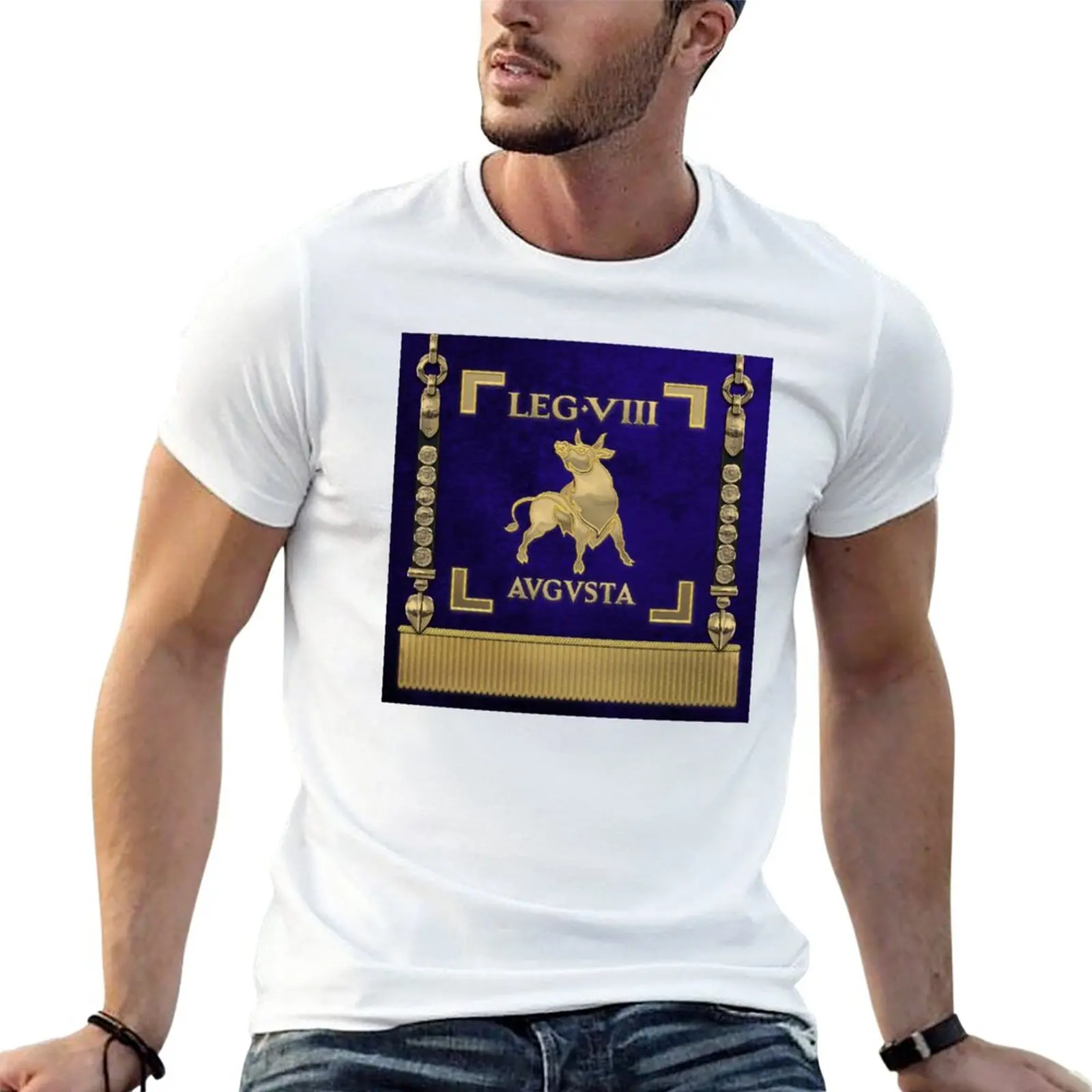 

New Standard of the Augustus' Eighth Legion - Blue Vexillum of Legio VIII Augusta T-Shirt t-shirts man t shirt for men