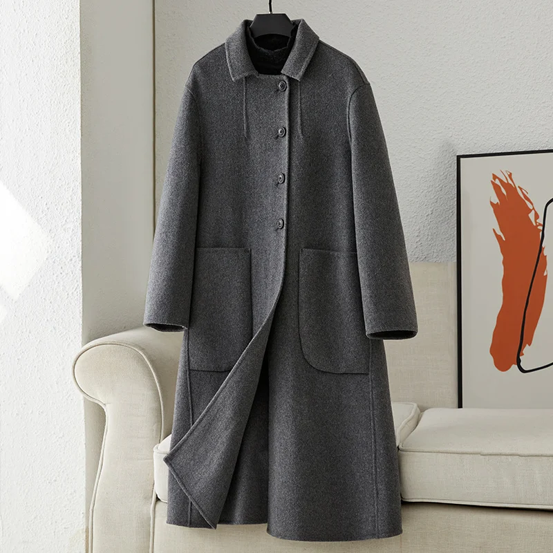 

2023 Live Flash Kill Double Sided Cashmere Coat Women's Mid Length High End 100 Pure Wool Coat Hepburn Style