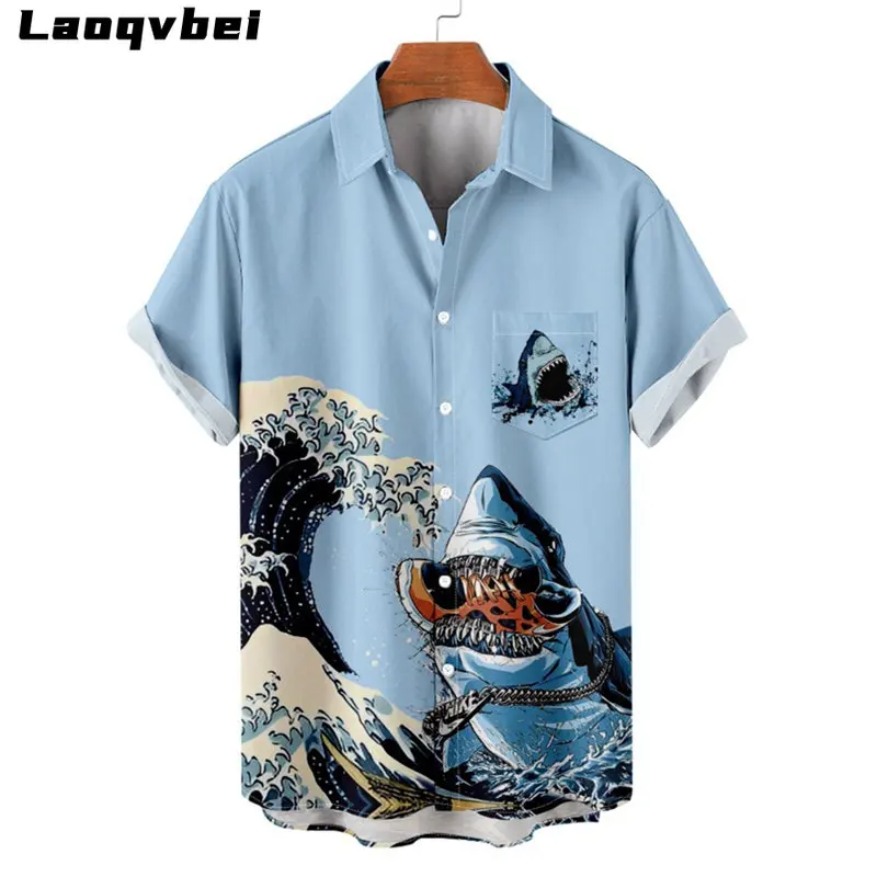 New Design Men Wave Shark Print Shirt Summer Beach Short Sleeve Streetwear Casual Tops Oversized Clothing Hawaiian Shirt
New Design Men Wave Shark Print Shirt Summer Beach Short Sleeve Streetwear Casual Tops Oversized Clothing Hawaiian Shirt