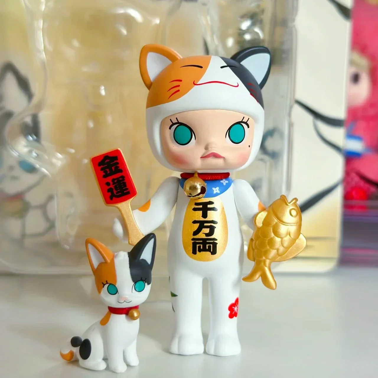 

Original Molly PTS Fortune Cat Kawaii Kitty Figure Lucky Doll Art Toy Special Collection Home Car Decoration