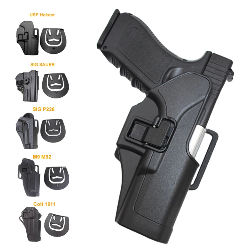 Тактическая кобура для пистолета Glock G17 G19 M9 Colt 1911 Sig Sauer P226 HK USP страйкбольный ремень кобура общий охотничий пистолет
Тактическая кобура для пистолета Glock G17 G19 M9 Colt 1911 Sig Sauer P226 HK USP страйкбольный ремень кобура общий охотничий пистолет