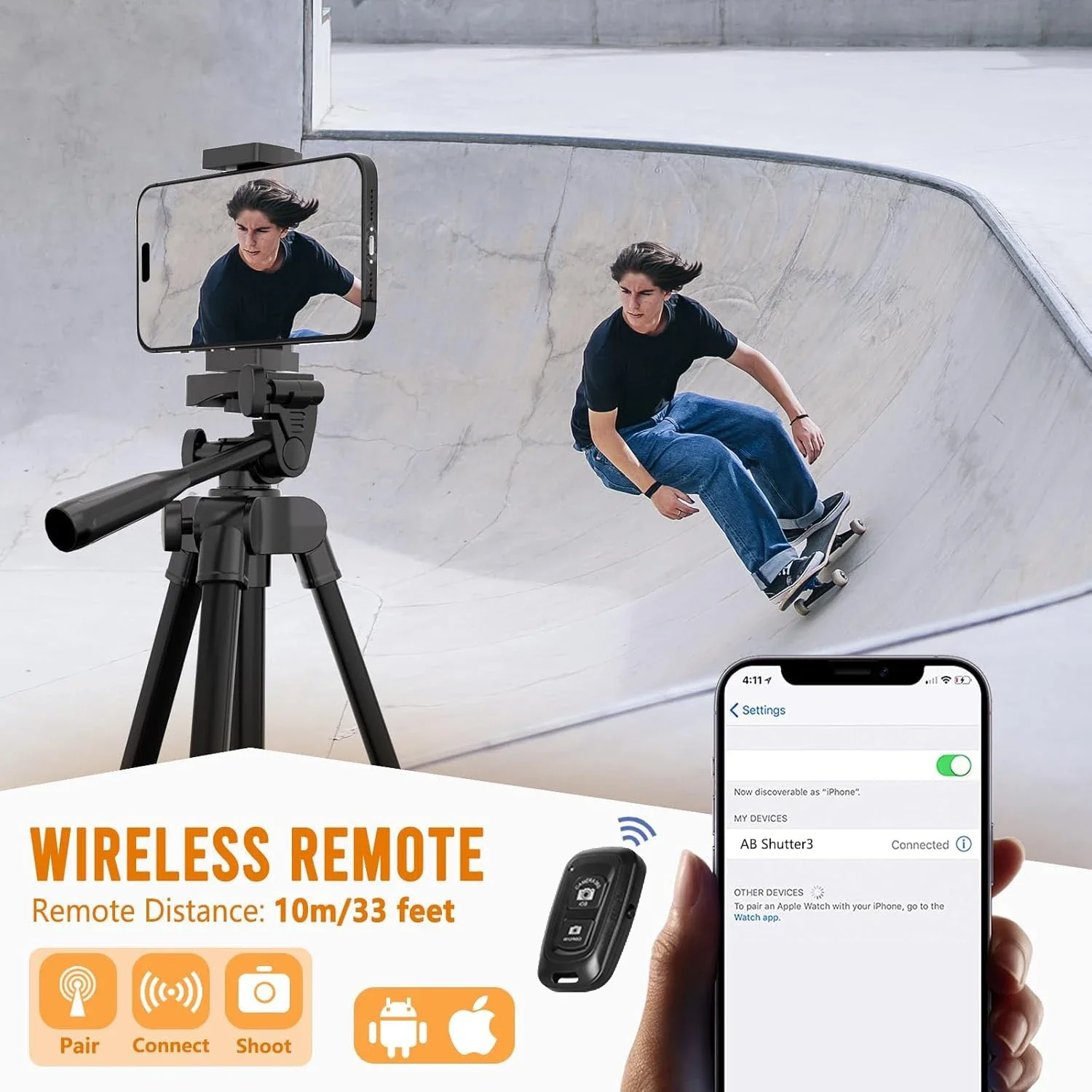 53 Inch Universal Tripod Stand with Bluetooth Remote Adjustable Height for Smartphone Camera Video Photography YouTube 53 Inch Universal Tripod Stand with Bluetooth Remote Adjustable Height for Smartphone Camera Video Photography YouTube
