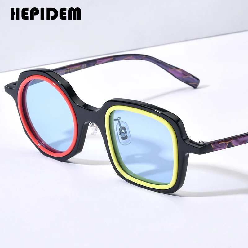

HEPIDEM Acetate Polarized Sunglasses Men 2024 New Colorful Retro Trendy Design Irregular Sun Glasses UV400 Women Shades H9356T