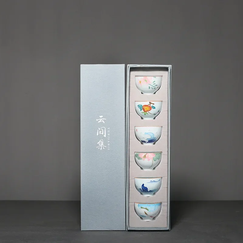 

Hand-painted celadon flower kung fu tea set teacup ceramic household teacup drinking tea cup underglaze color