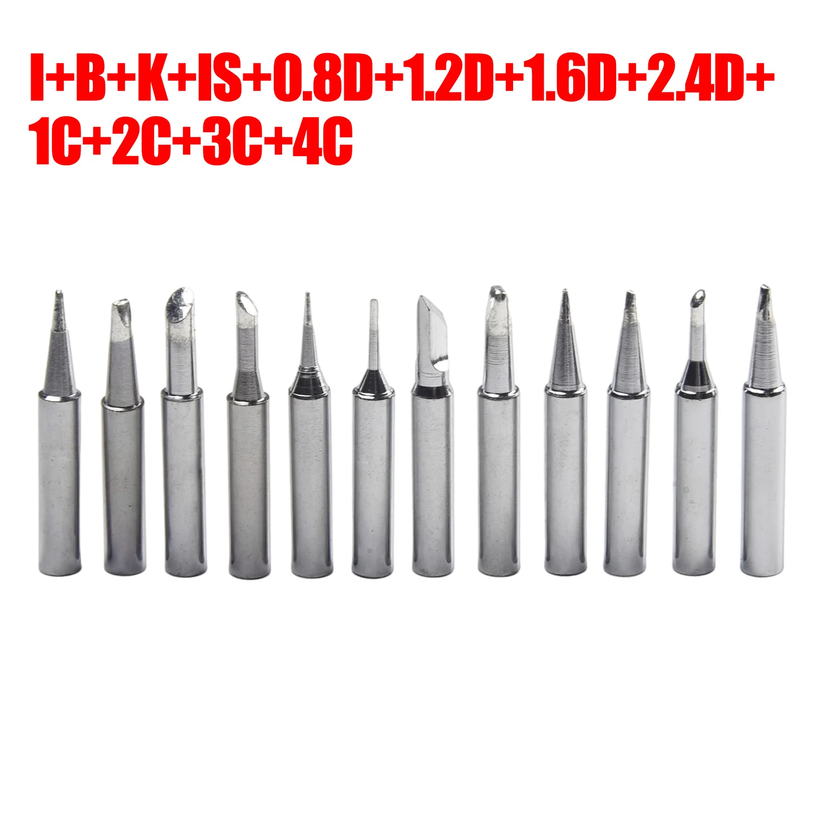 12pcs Set of 900M T Soldering Iron Tips I+B+K+IS+0 8D+1 2D+1 6D+2 4D+1C+2C+3C+4C Compatible with For 936 937 938
12pcs Set of 900M T Soldering Iron Tips I+B+K+IS+0 8D+1 2D+1 6D+2 4D+1C+2C+3C+4C Compatible with For 936 937 938