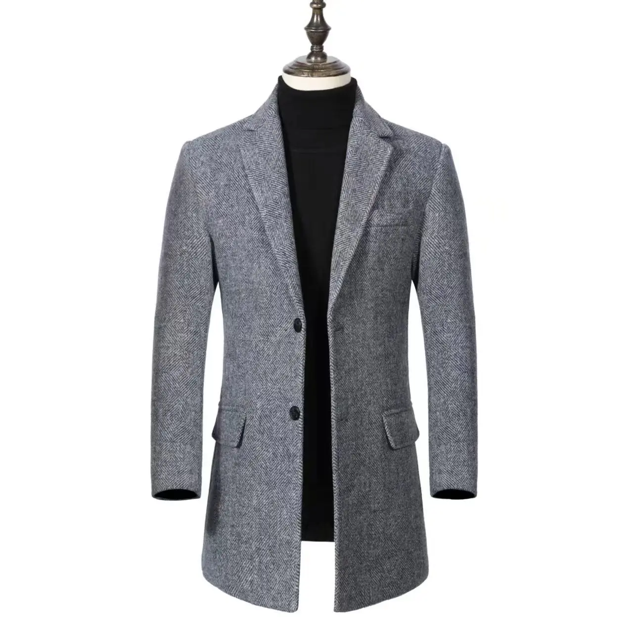 

New Winter Men Double-sided Wool Coats Quality Men's Large Size Long Section Overcoat Warm Cashmere-free Thick Wool Coat Male