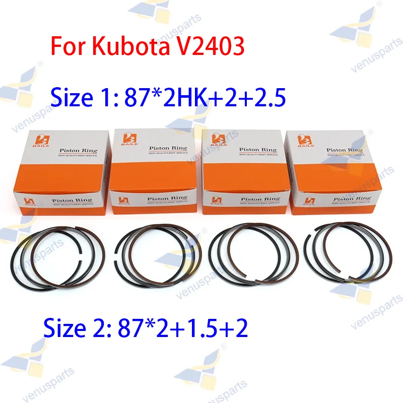 

V2403 Piston Ring 87*2HK+2+2.5mm & 87*2+1.5+2mm For Kubota 4-Cylinder STD 87mm