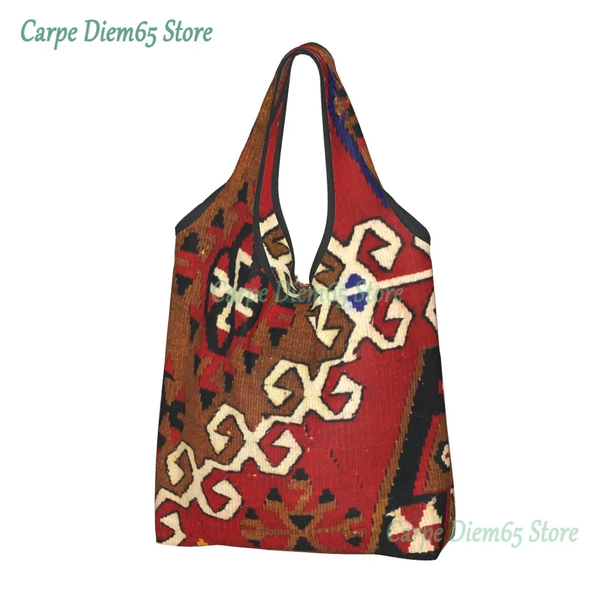 

Kilim Navajo Weave Persian Carpet Grocery Shopping Bag Shopper Tote Shoulder Bags Big Portable Bohemian Turkish Ethnic Handbag