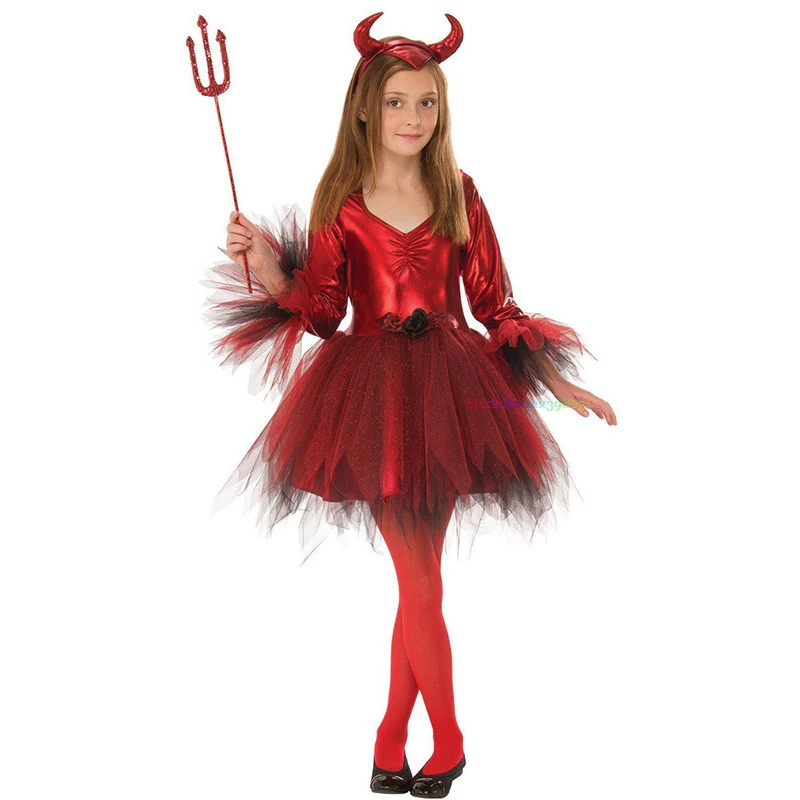 

Kids Red Demon Devil Evil Jacket Pants Dress Halloween Cosplay Costumes Boys Girls Bull Ghost Party Role Playing Dress Up Outfit