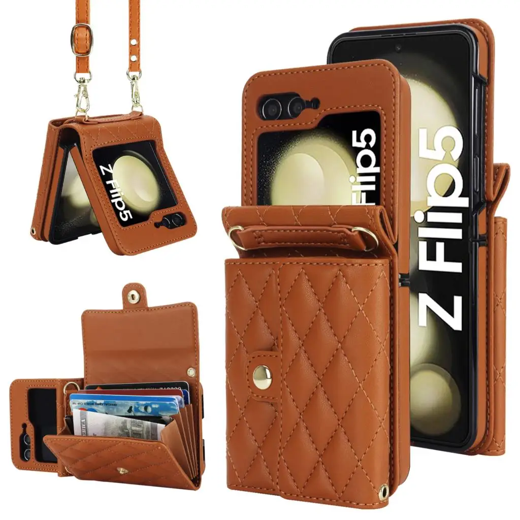Women's Leather Crossbody Phone Shell for Samsung Z Flip5 4 3 Multi-card Slot Design of Organ Portable Mini Bag for ZFlip5
Women's Leather Crossbody Phone Shell for Samsung Z Flip5 4 3 Multi-card Slot Design of Organ Portable Mini Bag for ZFlip5