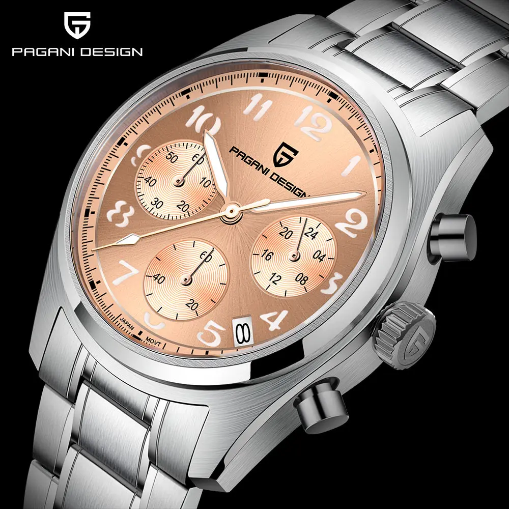 

Pagani Design 2024 New VK63 Fashion Men's Quartz Watch Luxury Sapphire Stainless Steel Waterproof 10 Bar Sport C3 Glow Reloj hom