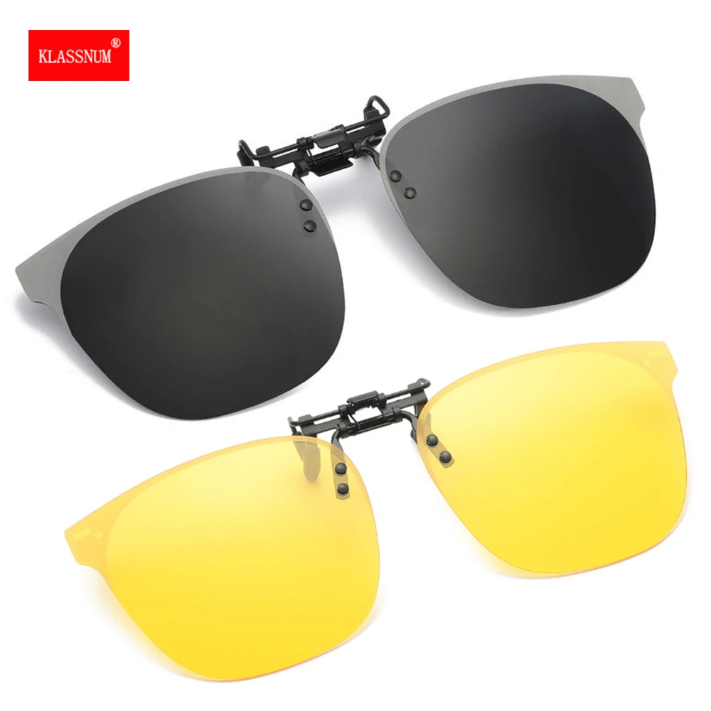 

Clip On Sunglasses Men Polarized Driving Sunglasses Women Reversible Rimless Glasses Yellow Black Lens Trendy Eyewear 2024 New