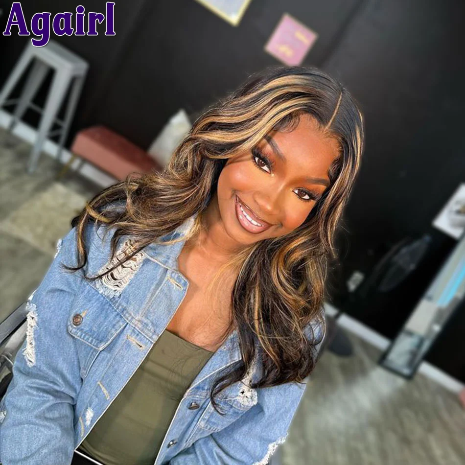 

1B/27 Highlights 13x6 Transparent Lace Frontal Wig 200% Honey Blonde Black Pre Plucked Glueless 13X4 Body Wave Lace Front Wig