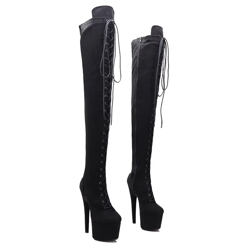 

Women's 17CM/7Inches PU Upper High Heel Platform Thigh High Boots Closed Toe Pole Dance Boots 095