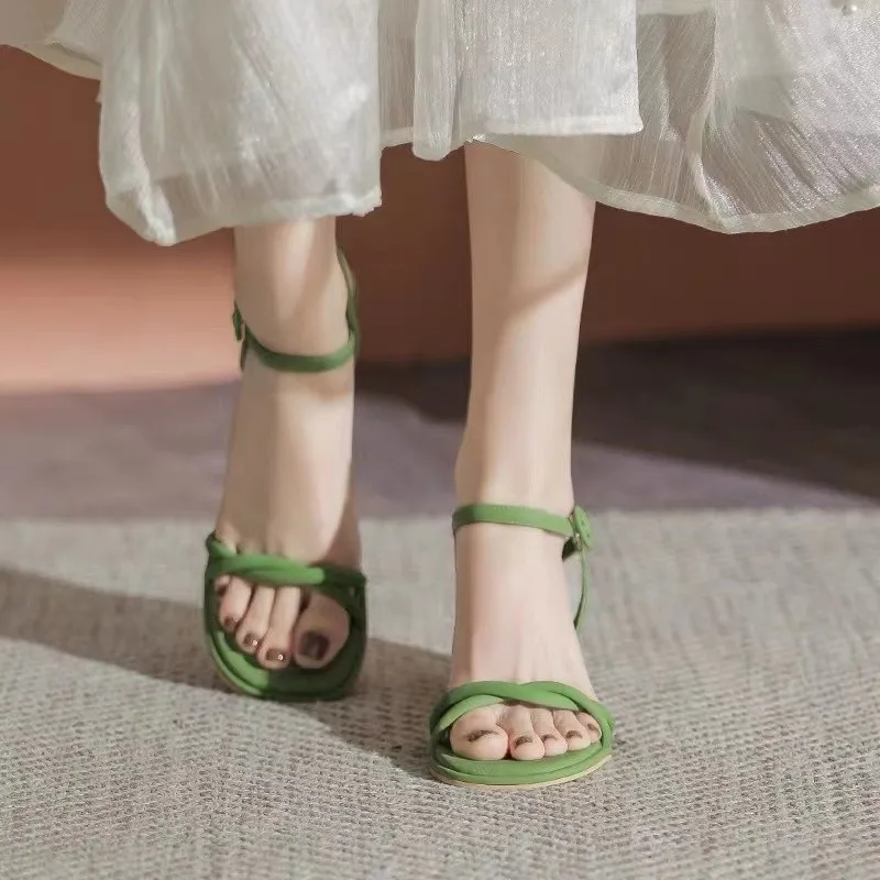 

Women High Heels Chunky Sandals Dress Party Shoes 2024 Fashion Brand Summer Slippers Flip Flops Pumps Slingback Female Slides