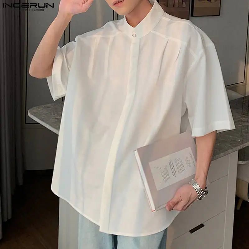 Korean Style New Mens Fashion Loose Simple Shirts Casual Streetwear Solid All-match Short Sleeved Blouse S-5XL INCERUN Tops 2023
Korean Style New Mens Fashion Loose Simple Shirts Casual Streetwear Solid All-match Short Sleeved Blouse S-5XL INCERUN Tops 2023