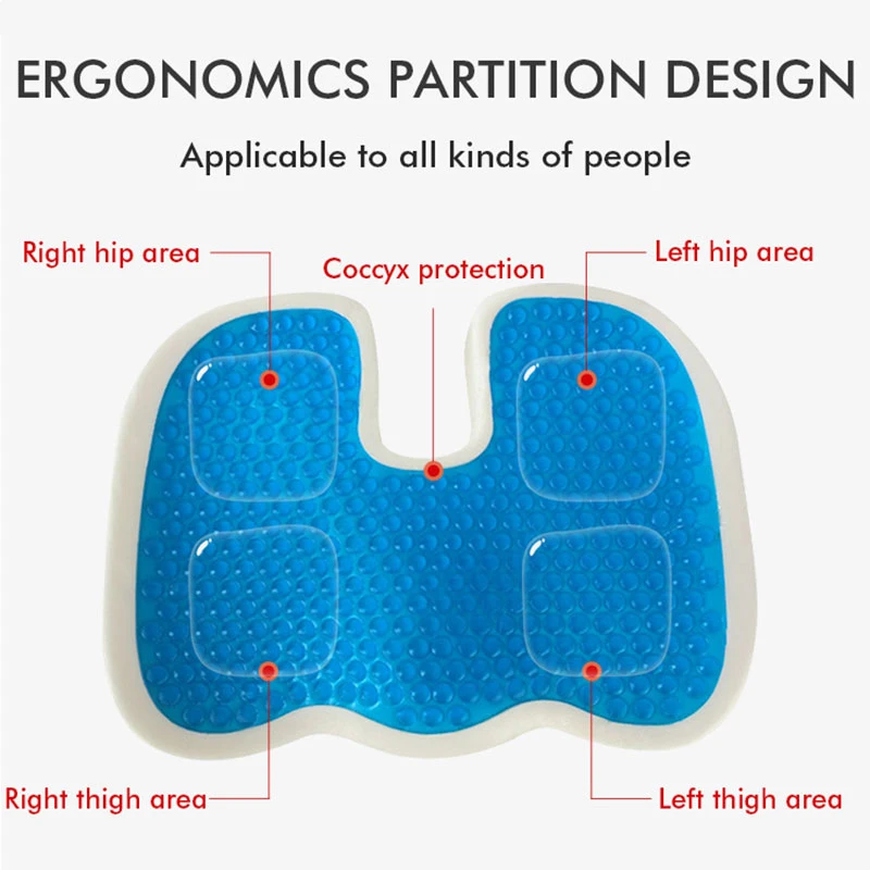 

Декомпрессионная гелевая Подушка для сиденья Coccyx, ортопедическая массажная подушка из пены с эффектом памяти, стандартная U-образная подушка, дорожная дышащая подушка