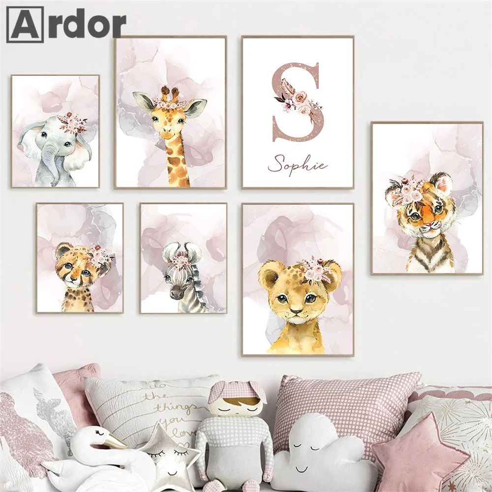 

Lion Elephant Giraffe Zebra Jungle Animal Nursery Posters And Prints Wall Art Canvas Painting Pictures Baby Kids Room Home Decor