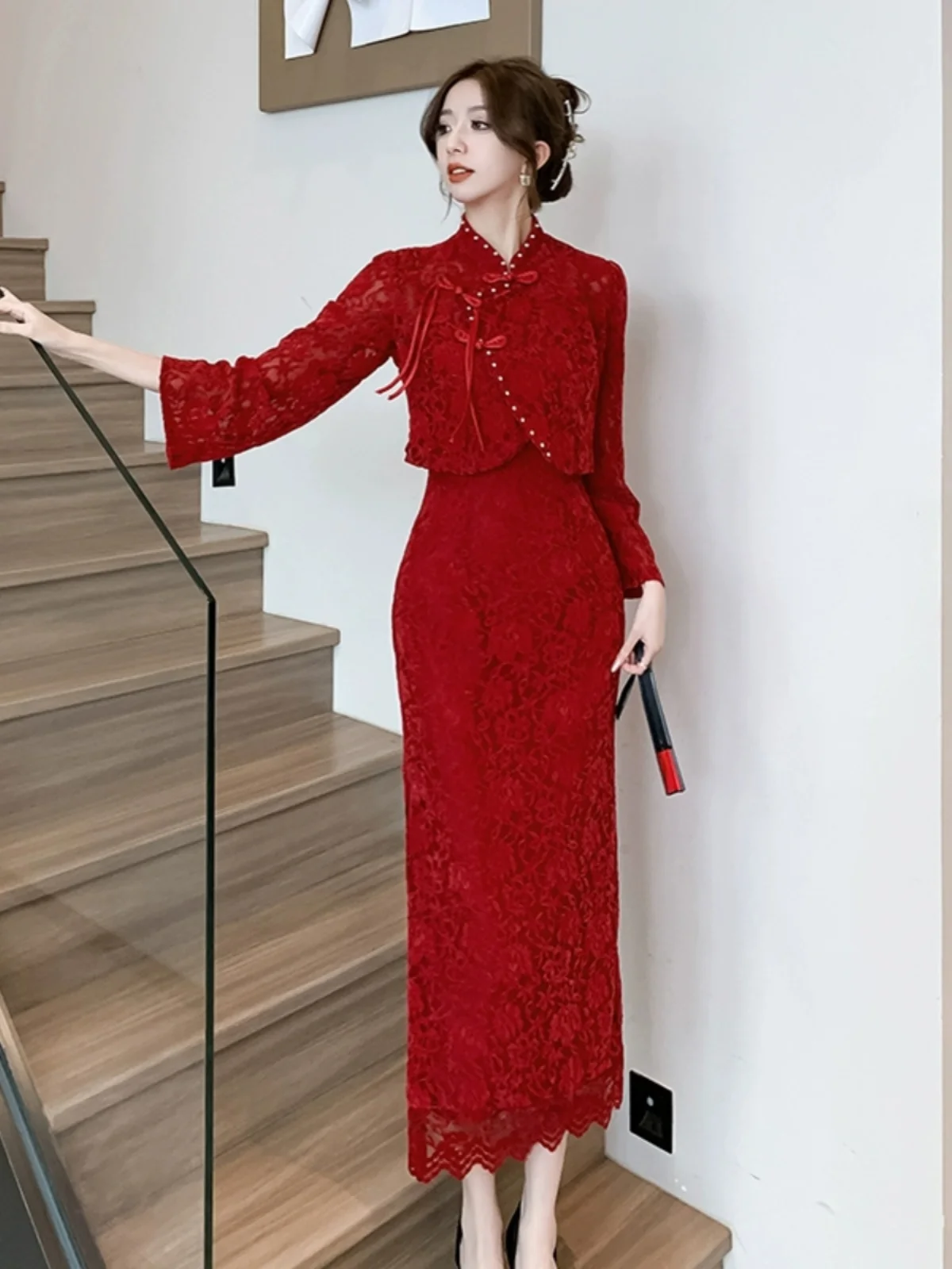 Bride Cheongsam Burgundy Petite Engagement Dress Chinese-Style Modified Wedding Long Sleeve Winter Female Office Lady Set New
Bride Cheongsam Burgundy Petite Engagement Dress Chinese-Style Modified Wedding Long Sleeve Winter Female Office Lady Set New