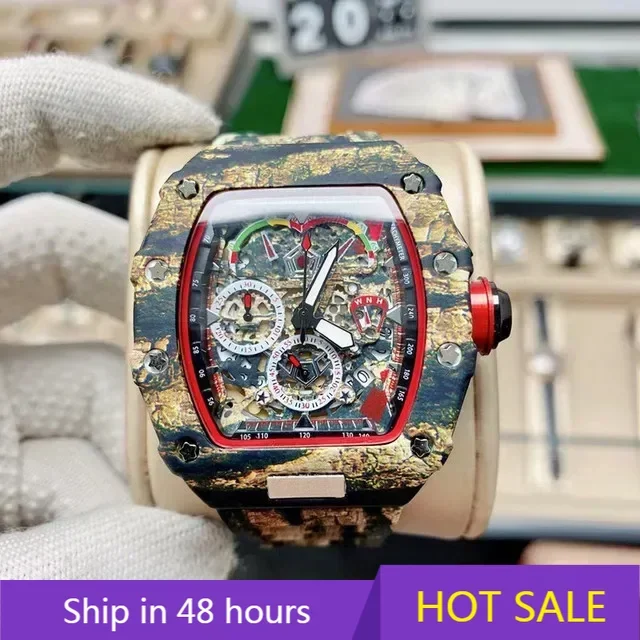 

2024 Top RM Luxury Luxury AAA Quality Military Wine Barrel Men's Watch 6-pin Running Second Quartz Reloj Hombre Watch