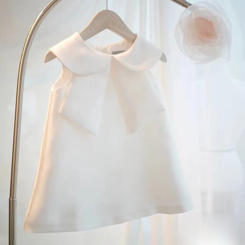 

Летнее белое платье для маленьких девочек, искусственное и простое свадебное платье принцессы на 1-й день рождения, детское платье для крещения, одежда для малышей