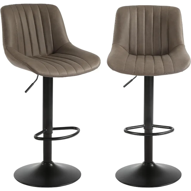 

Bar Stools Set of 2, Swivel Counter Height Barstools with Back, Adjustable Faux PU Leather Bar Chairs, Modern Armless