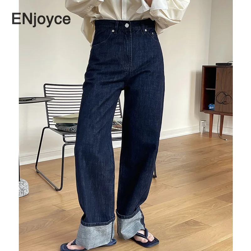 Vintage Dark Blue High Waist Curling Jeans Women Streets Wear Casual Loose Straight Denim Pants Ladies Wide Leg Trousers Spring
Vintage Dark Blue High Waist Curling Jeans Women Streets Wear Casual Loose Straight Denim Pants Ladies Wide Leg Trousers Spring