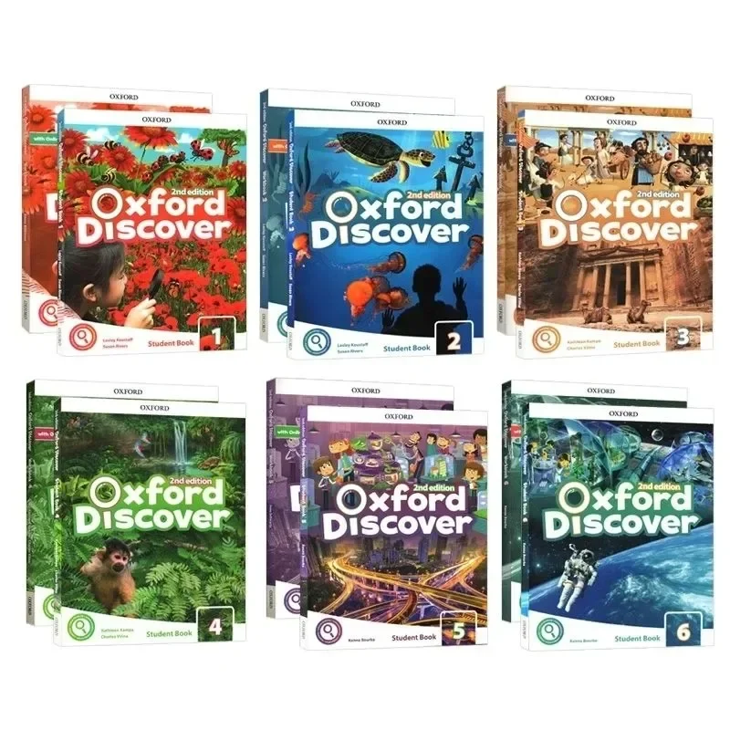 

12pcs/Full Set English Version Second Edition Oxford Discover Oxford Children's English Textbook Level 1-6 Free Shipping
