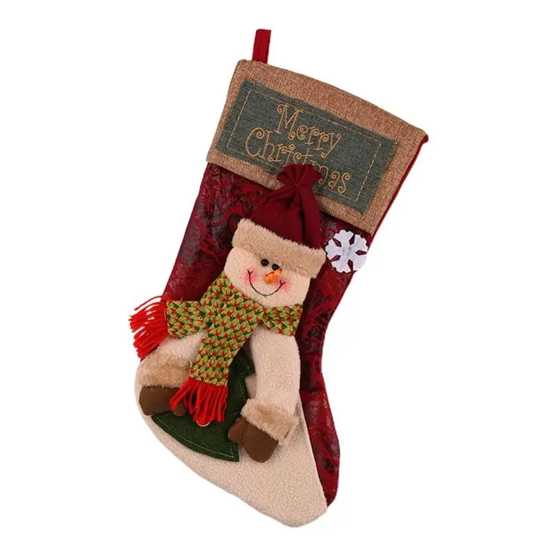 

Large Christmas Stockings Cute Stockings Gift Bag 18 In Santa Snowman Elk Handmade 3D Cute Gift Holding Bag For Stairs Fireplace
