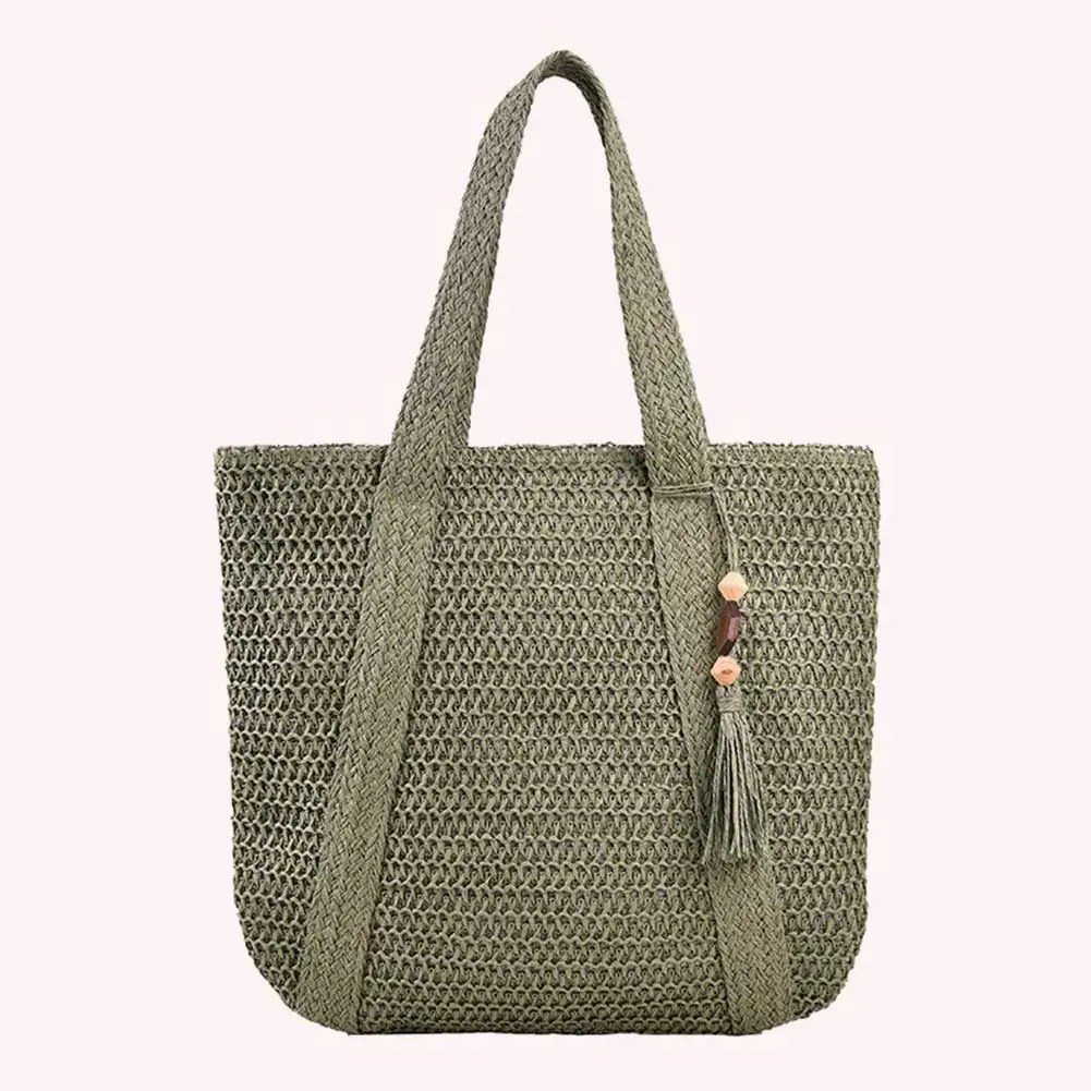 Tassel Woven Shopper Tote - Large Capacity Summer Straw Shoulder Bag 23 S79ee6fe7ba914bc29b81c2e913cc1f0bt