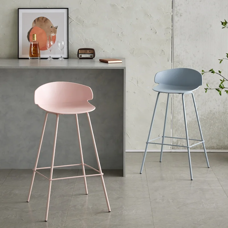 

Стойка для ресепшн, кухонный барный стул, маникюрный минималистичный стул розового цвета, пластиковая черная мебель для дома