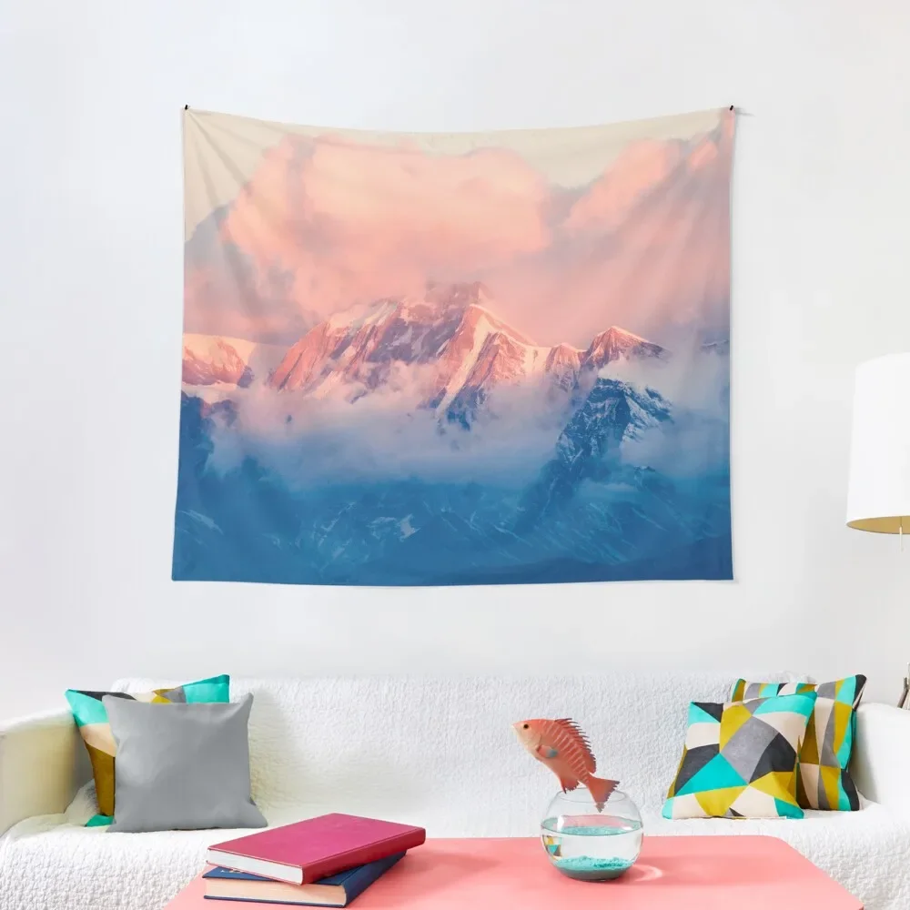 

Snow Mountain at Pink Sunset Tapestry Room Decor Korean Style Room Aesthetic Decor Wall Hanging Tapestry