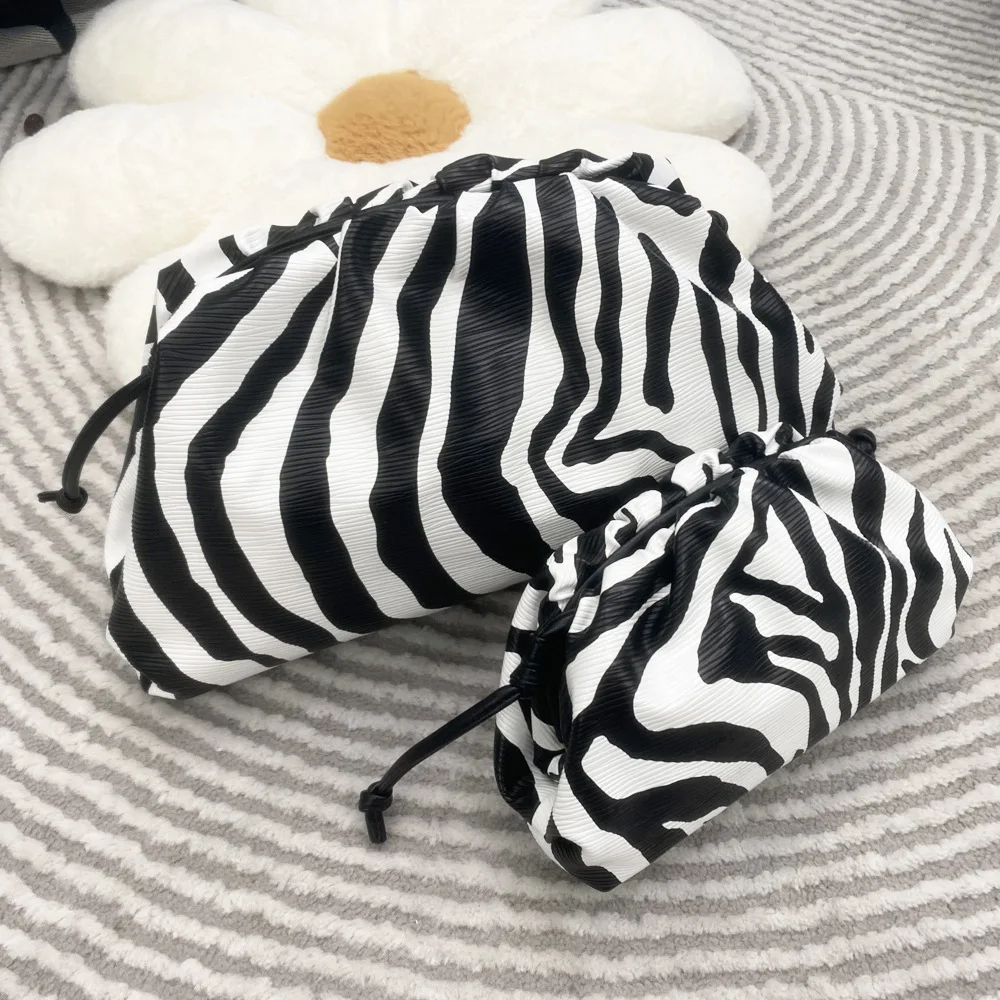 

Luxury Designer Zebra Soft Cloud Bag Women's Handbag New In Dumpling Bag Lady Purse Large Capacity Crossbody Bag