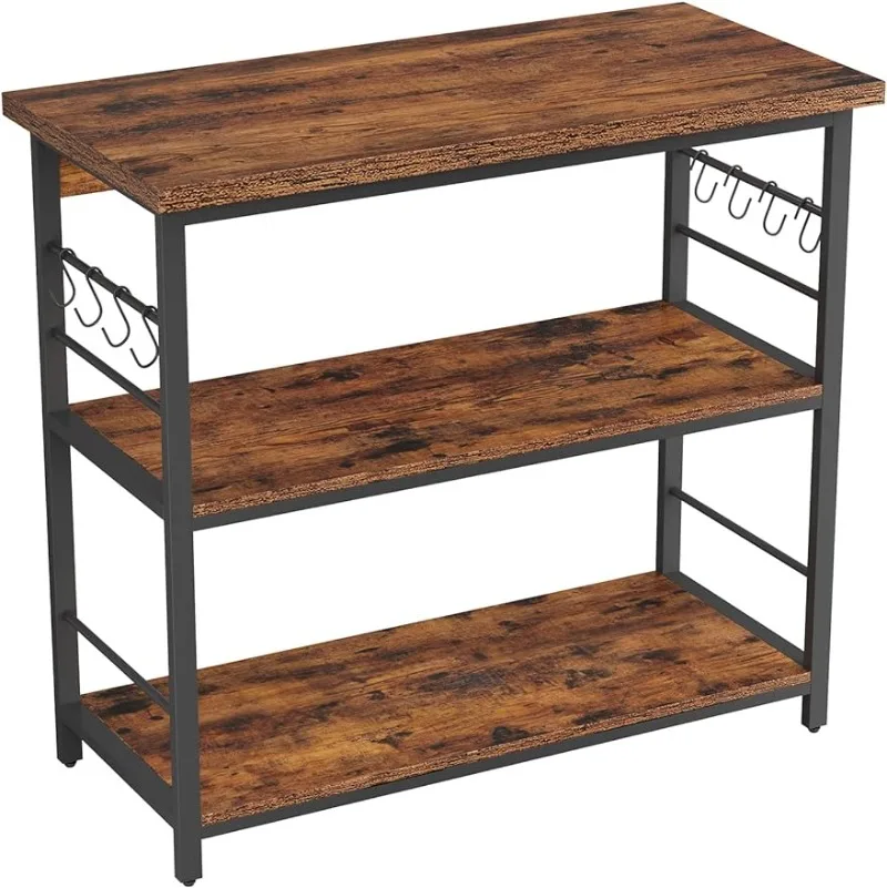 VIMBER Kitchen Island with 3 Shelves, Coffee Bar with 8 Hooks, Industrial, Easy to Assemble, Rustic Brown and Black
VIMBER Kitchen Island with 3 Shelves, Coffee Bar with 8 Hooks, Industrial, Easy to Assemble, Rustic Brown and Black