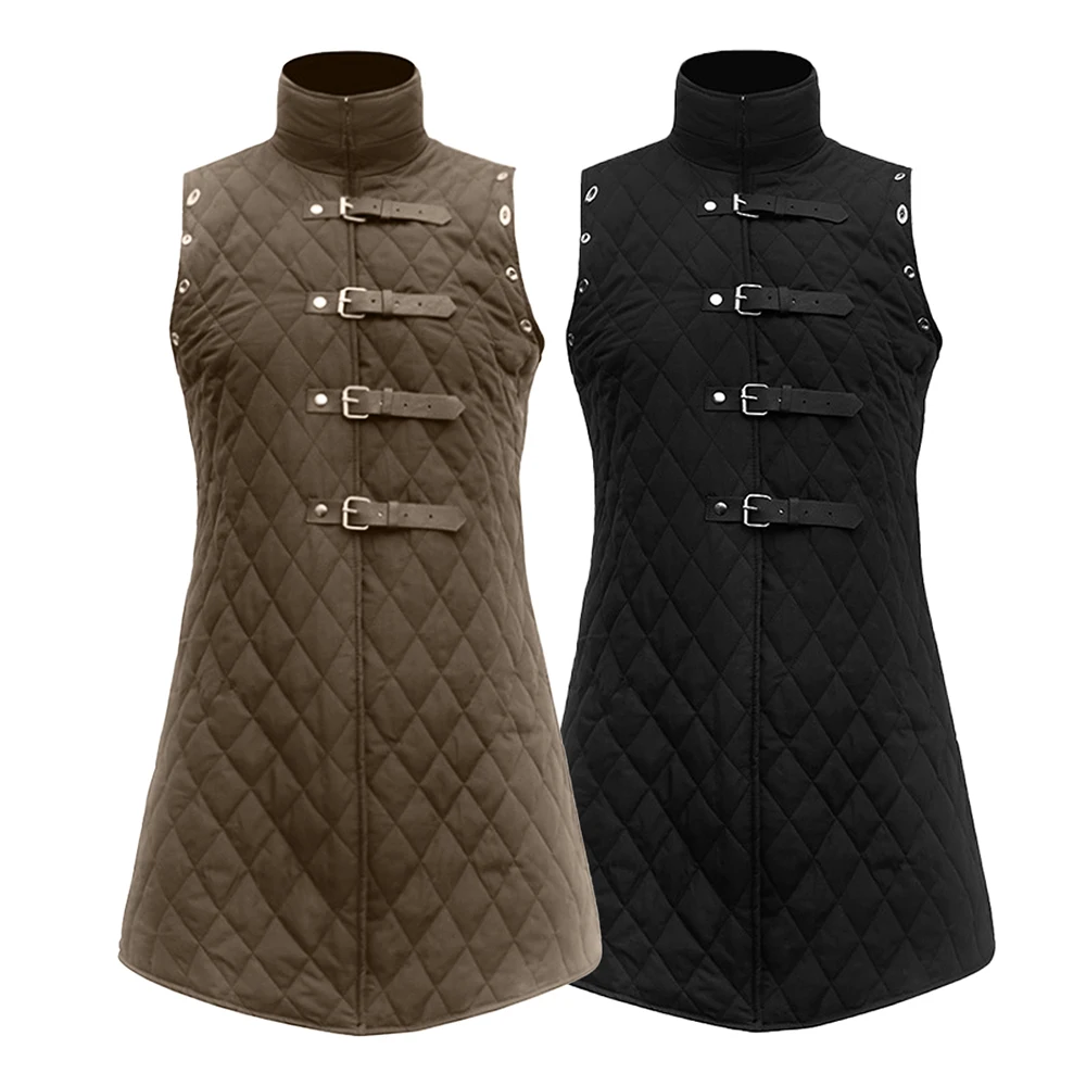Men Sleeveless Medieval Armor Retro Cotton Jacket Studded Belt Buckle Pirate Stand Collar Jacket Cosplay Costume Mens Clothing
Men Sleeveless Medieval Armor Retro Cotton Jacket Studded Belt Buckle Pirate Stand Collar Jacket Cosplay Costume Mens Clothing