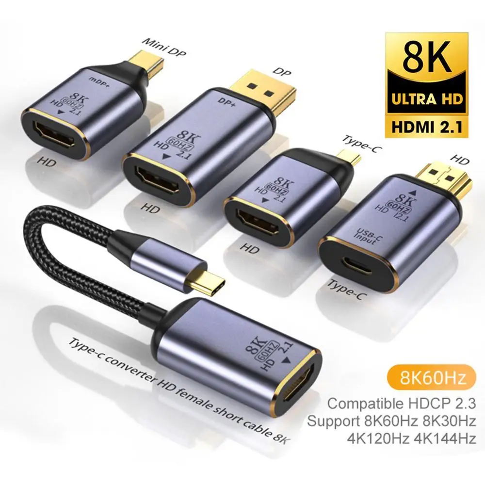 8K 60HZ Video Converter Usb Type C to HDMI-compatible 2.1/ Mini DP to HDMI2.1 Video Adapter for MacBook Pro Huawei Laptop
8K 60HZ Video Converter Usb Type C to HDMI-compatible 2.1/ Mini DP to HDMI2.1 Video Adapter for MacBook Pro Huawei Laptop