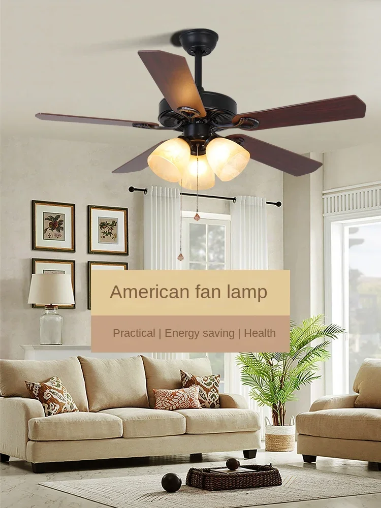 

Винтажный потолочный вентилятор светильник с большим потоком воздуха и тихим мотором для столовой, гостиной, спальни в стиле ретро
