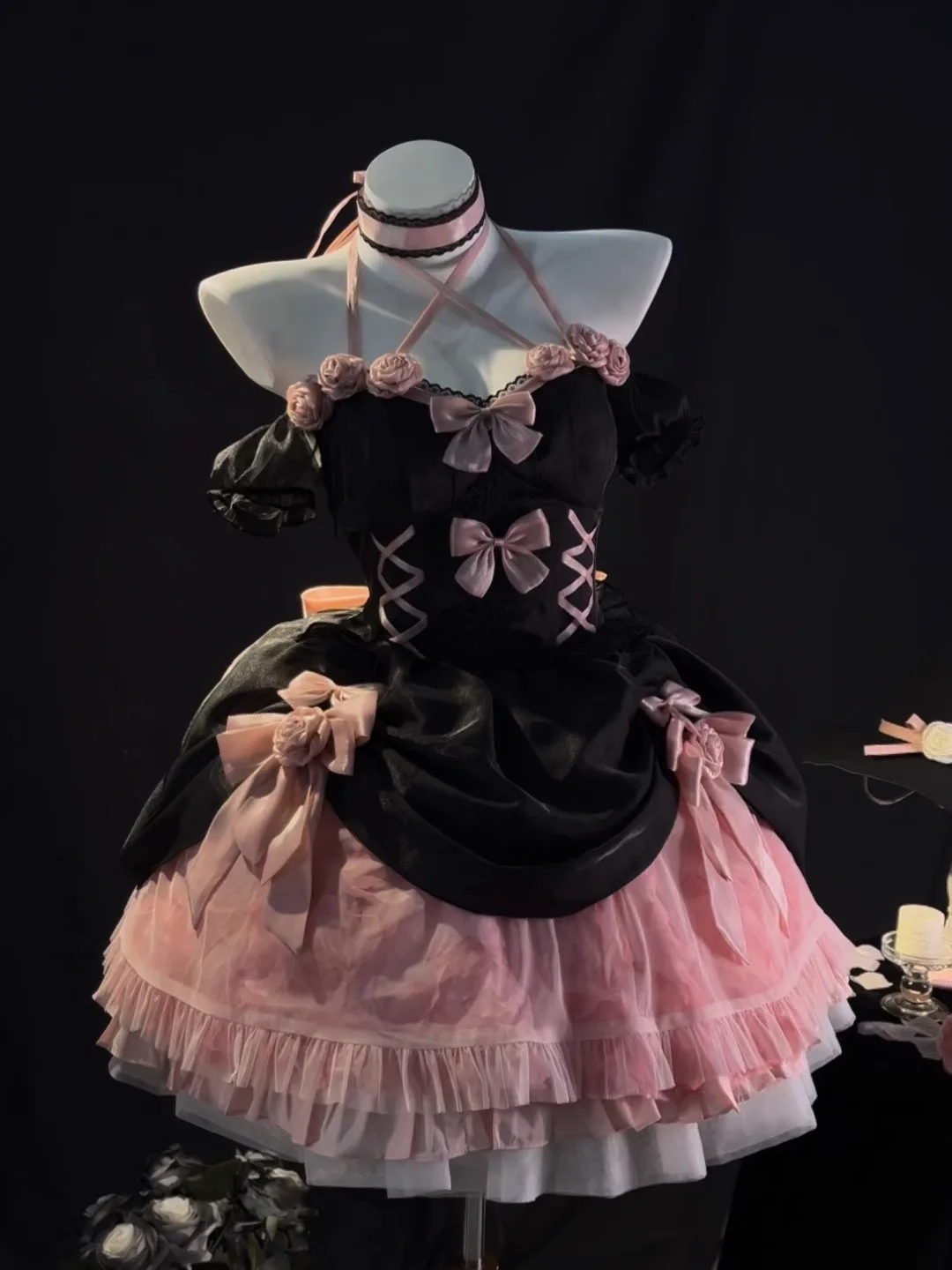 

Черное розовое платье в стиле "Лолита", цветочное свадебное платье в стиле "Лолита", милое и острая рыбья кость, пушистое платье для девушек, женское платье для выступления на сцене