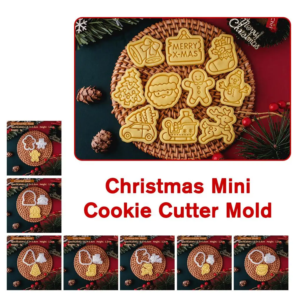 

Christmas Mini Cookie Cutter Mold Plastic 3D Santa Tools Cartoon Gingerbread Pastry Decorating Cake DIY Biscuit Man Elk Sta U7I4