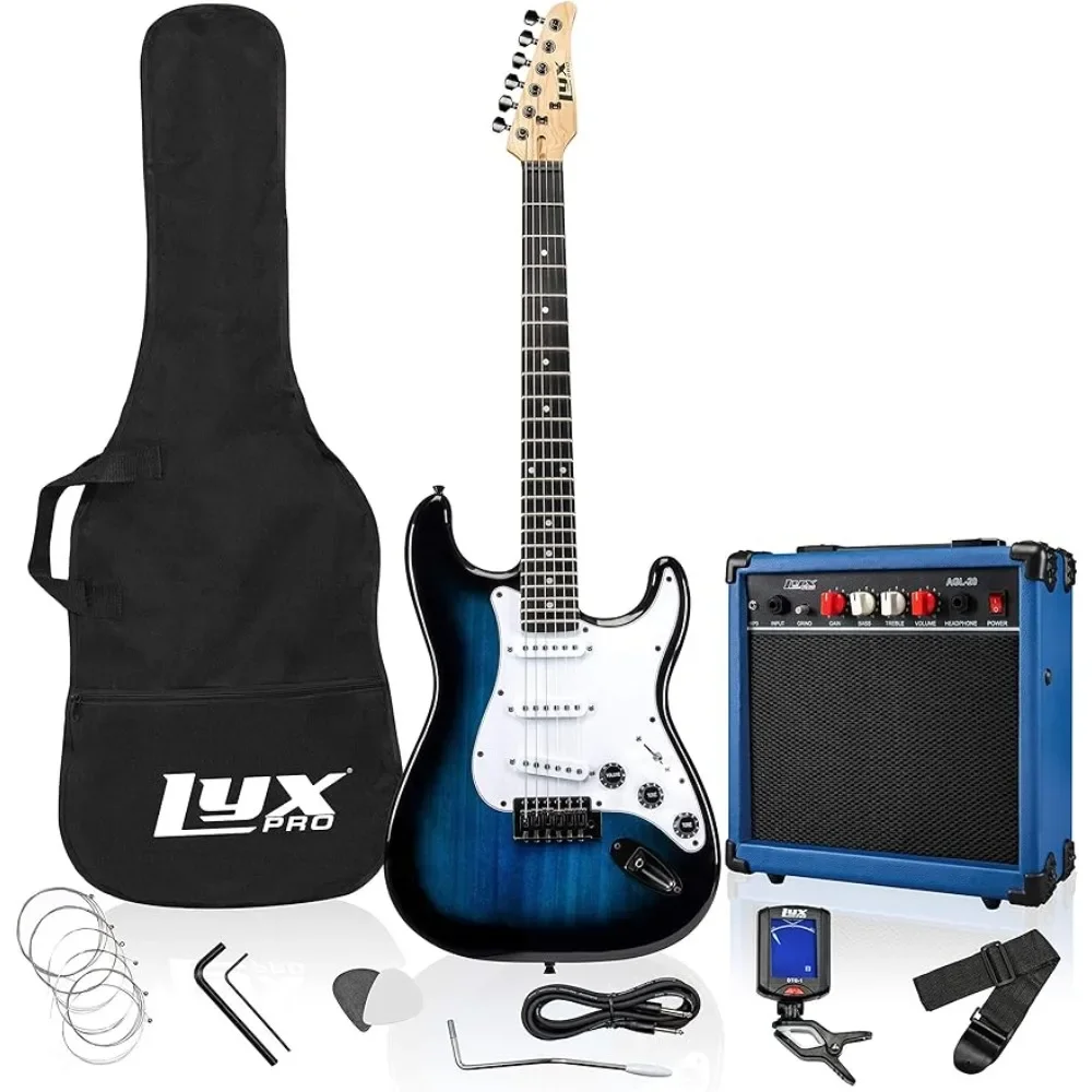 

39 inch Electric Guitar Kit Bundle with 20w Amplifier All Accessories Digital Clip On Tuner Six Strings Two Picks Freight free