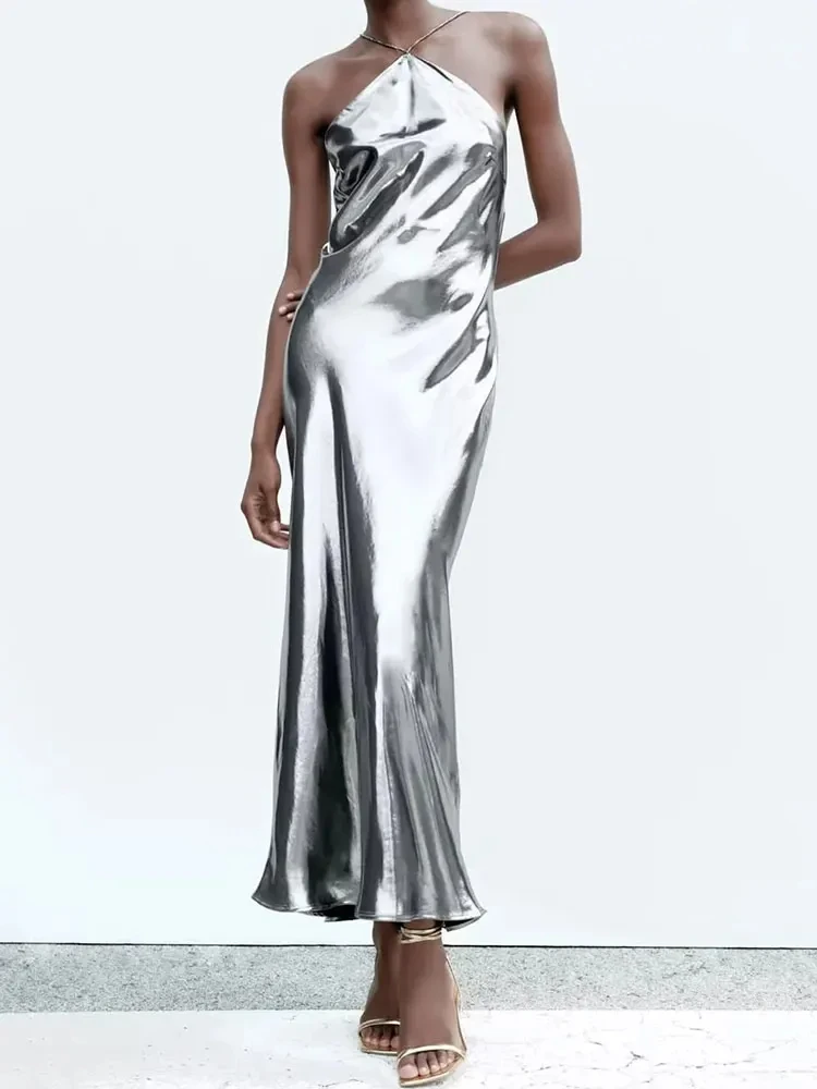 HH TRAF Women's Sexy Silvery Sparkly Spaghetti Strap Midi Dresses Bodycon Fashion Backless Tailoring Slim Long Dress for Party
HH TRAF Women's Sexy Silvery Sparkly Spaghetti Strap Midi Dresses Bodycon Fashion Backless Tailoring Slim Long Dress for Party